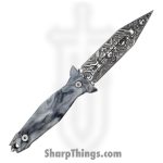 Takumitak - TKF503BK-CS - Protector - Fixed Blade Knife - 3Cr13 SS Acid Etched Spear Point - Glow Resin - Black White - Image 2