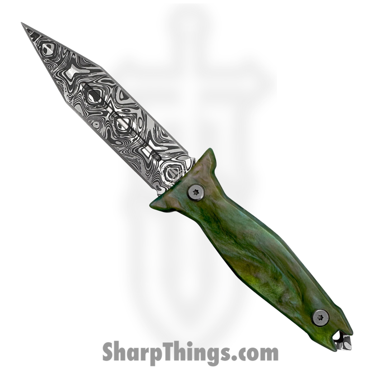 TKF503GN-CS_1.jpg Takumitak - TKF503GN-CS - Protector - Fixed Blade Knife - 3Cr13 SS Acid Etched Spear Point - Glow Resin - Green - Image 1