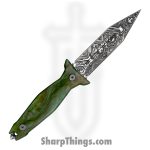 Takumitak - TKF503GN-CS - Protector - Fixed Blade Knife - 3Cr13 SS Acid Etched Spear Point - Glow Resin - Green - Image 2