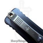 Microtech - 1142-16BRDBLKBZFL-MCK - Combat Troodon LT - OTF Auto - Bertie Reitveld Damascus Dragonskin Dagger - Hefted Alloy - Black flamed Ti Accents - Image 10