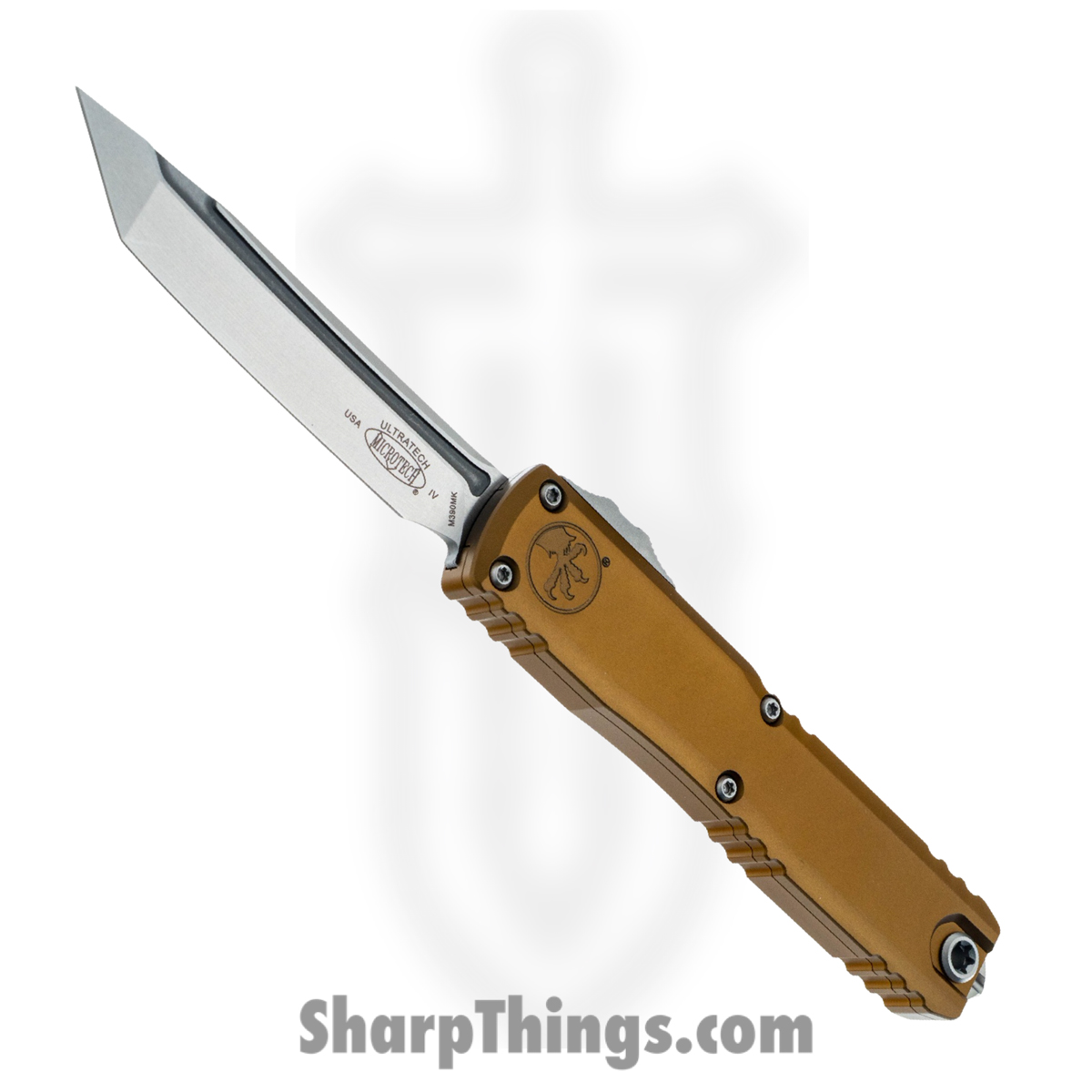 11234-10TA_1.jpg Microtech - 11234-10TA - Ultratech Gen IV - OTF Auto - M390MK Stonewash Tanto - Aluminum - Tan - Image 1