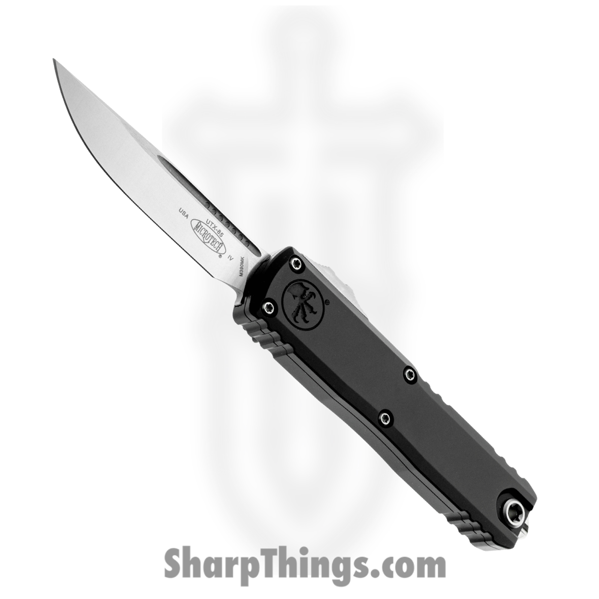 12314-10_1.jpg Microtech - 12314-10 - UTX-85 Gen IV - OTF Auto - M390MK Stonewash Drop Point - Aluminum - Black - Image 1