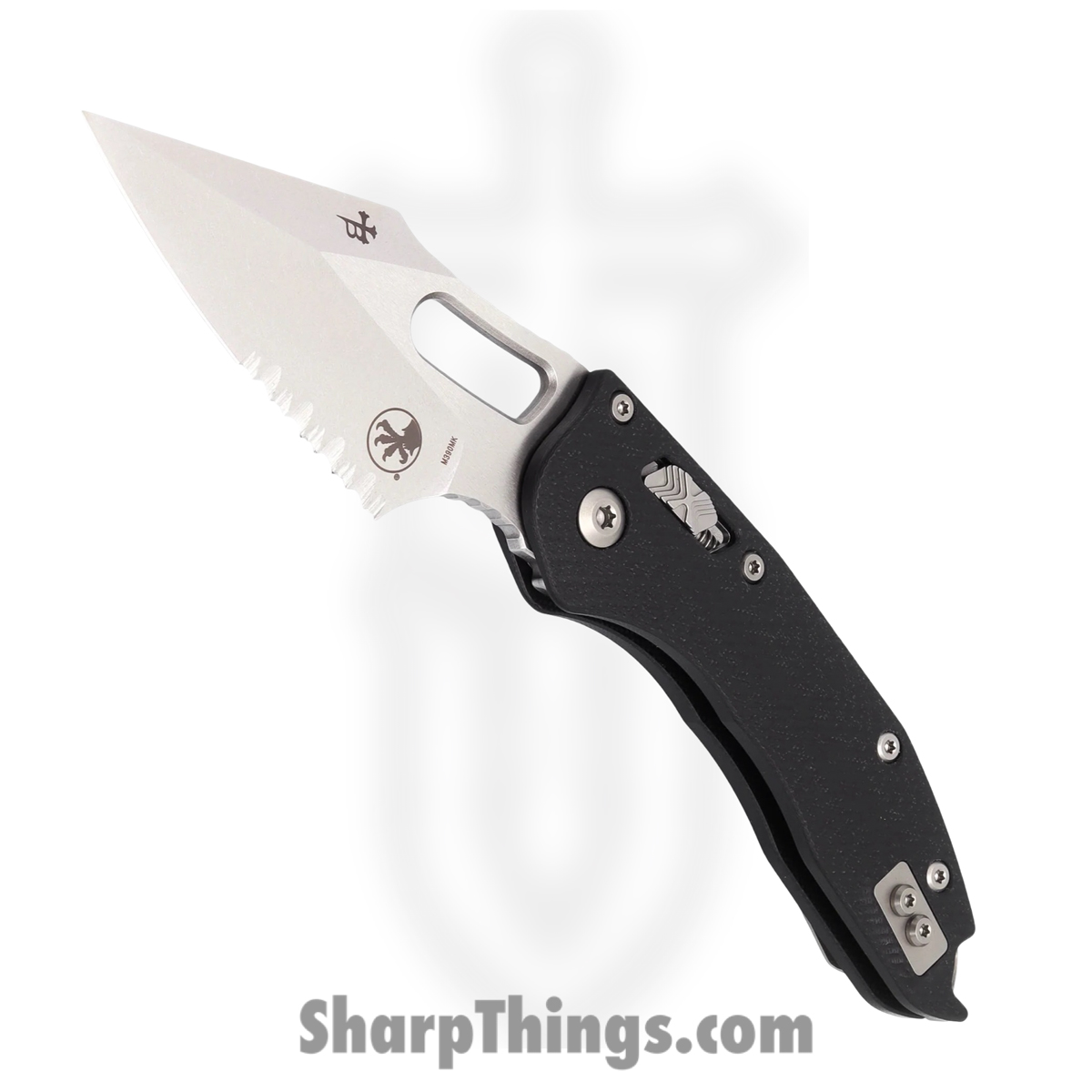 169RL-11FLGTBK_1.jpg Microtech - 169RL-11FLGTBK - Stitch - Folding Knife - M390 Stonewash Spear Point - G10 - Black - Image 1