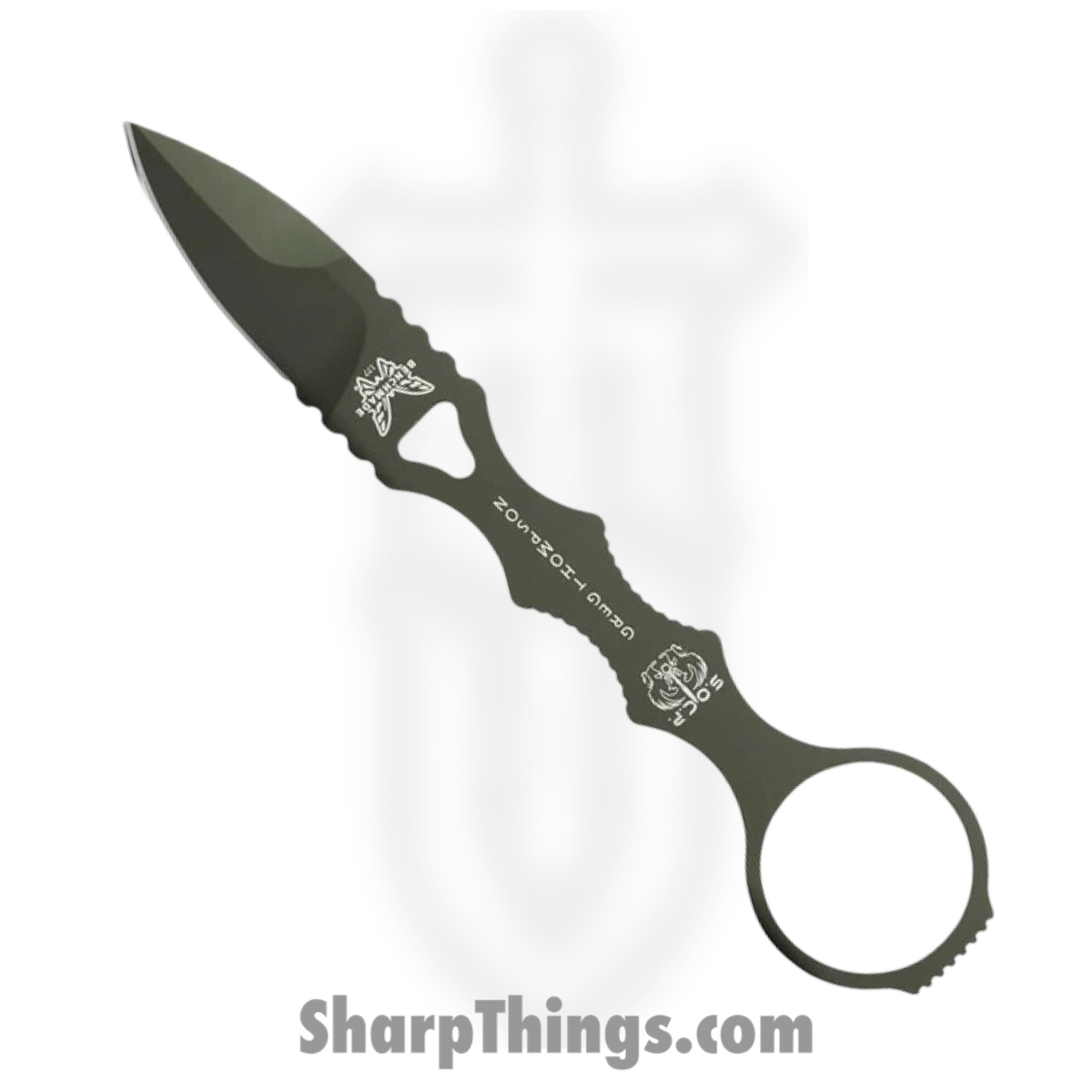177GN_1.jpg Benchmade - 177GN - Mini SOCP Dagger - Fixed Blade Knife - 440C SS Coated Spear Point - 440C SS - OD Green - Image 1