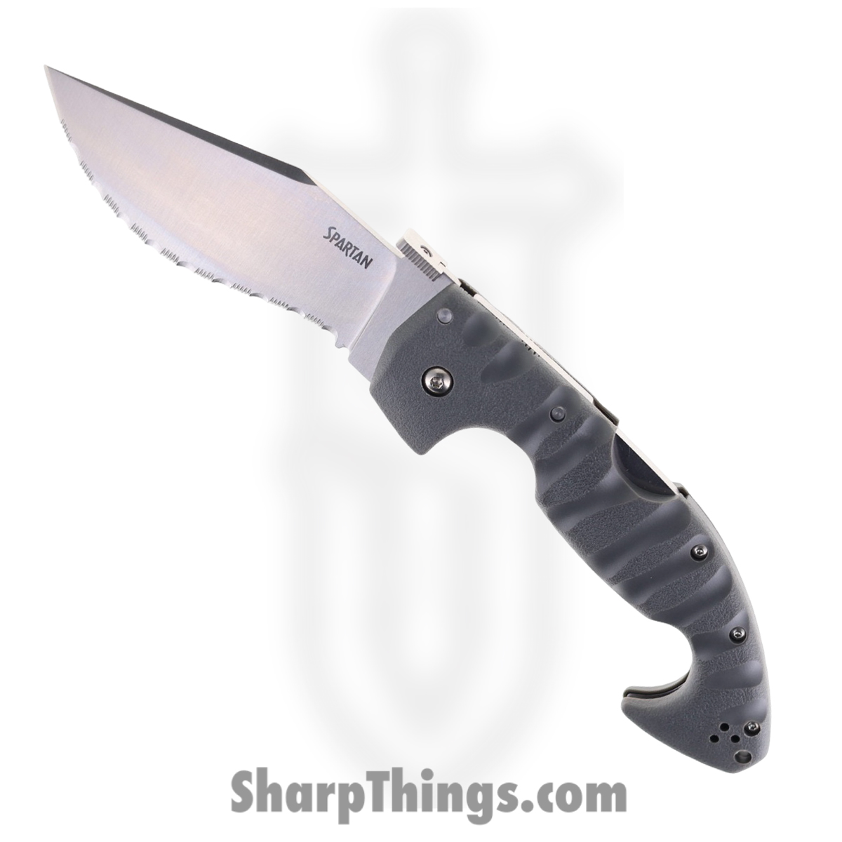 CS21SS_1.jpg Cold Steel - CS21SS - Spartan - Folding Knife - AUS-10A Stonewash Kukri Serrated - Griv-Ex - Gray - Image 1