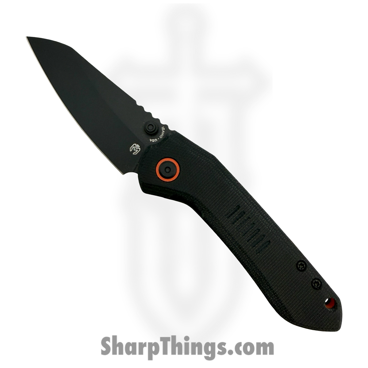 OVBlkCMOrgBlk_1.jpg Millit Knives - OVBlkCMOrgBlk - Overland - Folding Knife - CPM MagnaCut Coated Sheepsfoot - Canvas Micarta - Black - Image 1