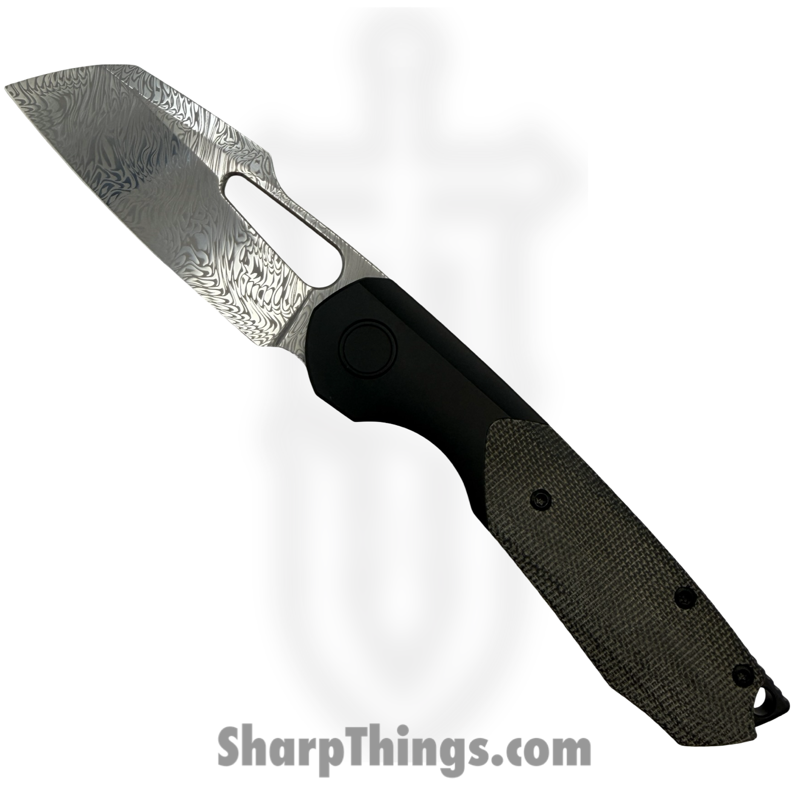 SKCSTRXMIDAMA_1.png Sparrow Knife Co. - SKCSTRXMIDAMA - Strix - Grabak Damasteel Damasteel Sheepsfoot - Titanium|Micarta - Black - Image 1