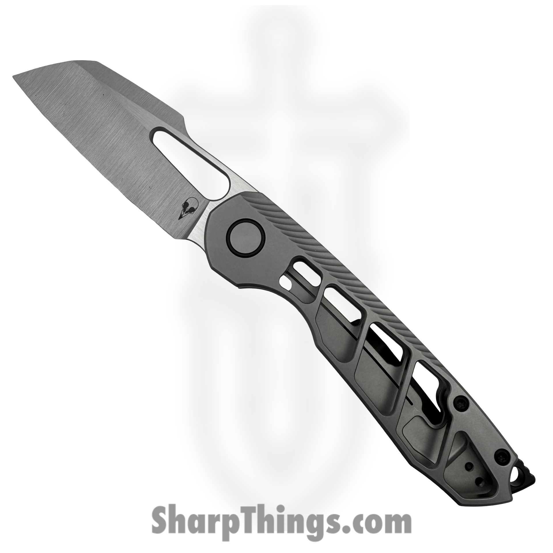 SKCSTRXSKBB_1.png Sparrow Knife Co. - SKCSTRXSKBB - Strix Skeleton - CPM S90V Satin Sheepsfoot - Titanium - Gray - Image 1