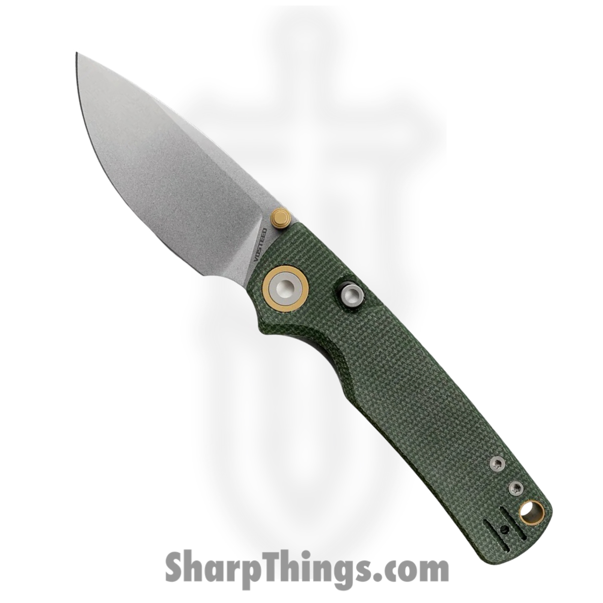 VOSA2611_1.jpg Vosteed - VOSA2611 - Porcupine - Folding Knife - 14C28N Stonewash Drop Point - Micarta - Green - Image 1