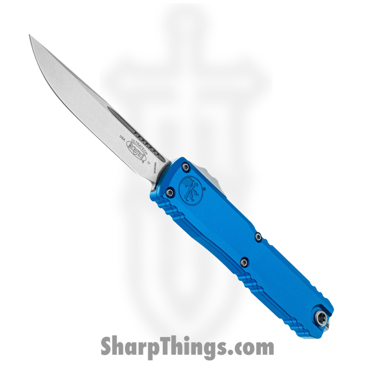 11214-10BL_1.jpg Microtech - 11214-10BL - Ultratech Gen IV - OTF Auto - M390MK Stonewash Drop Point - Aluminum - Blue - Image 1