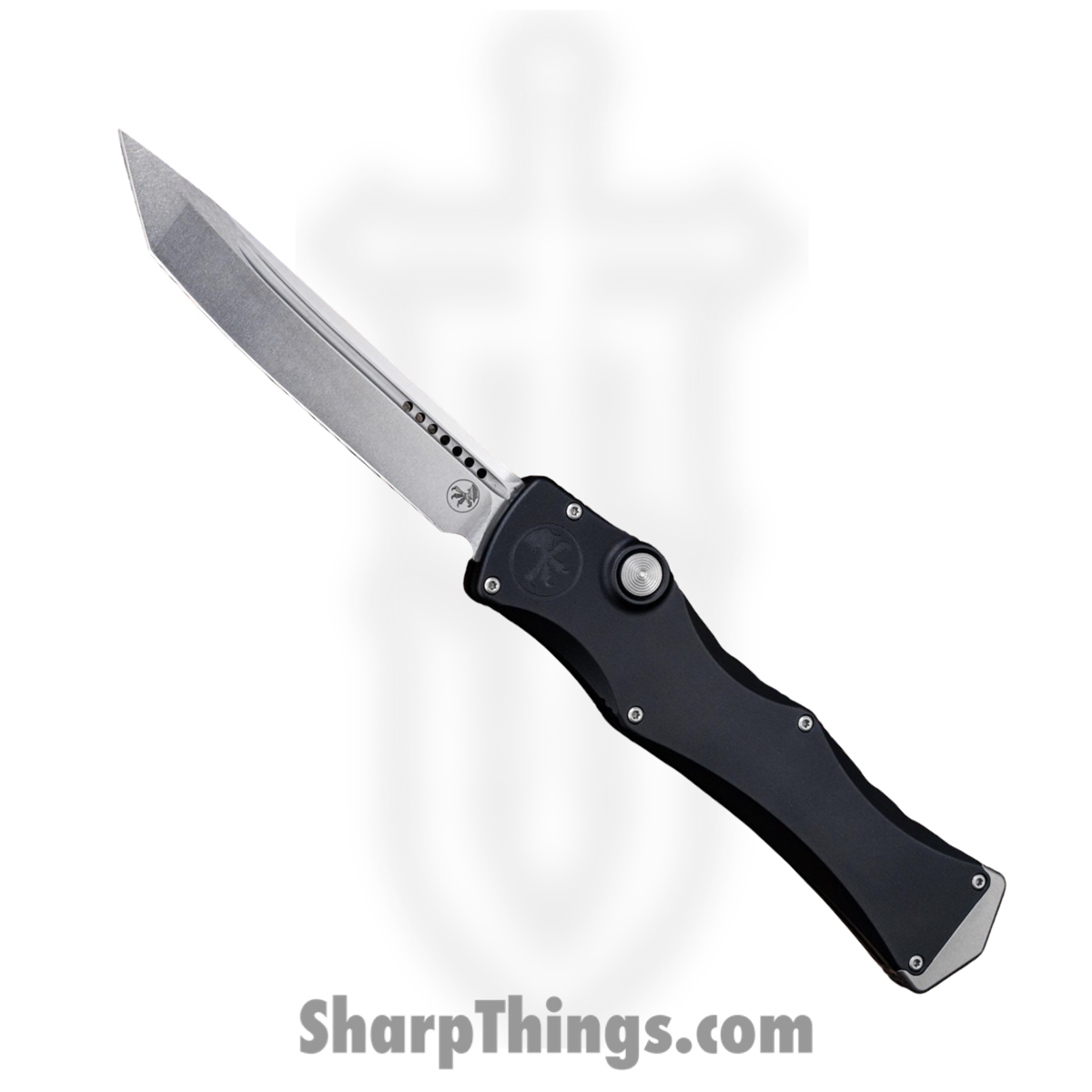 1151-10MS1_1.jpg Microtech - 1151-10MS1 - Halo IV - OTF Auto - M390 Stonewash Tanto - Hardcoat Aluminum - Black - Image 1