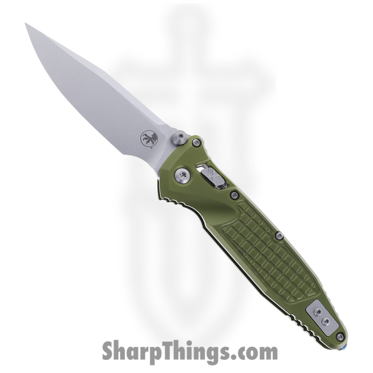 160RL-10FROD_1.jpg Microtech - 160RL-10FROD - Socom - Folding Knife - M390MK Stonewash Spear Point - Frag Aluminum - OD Green - Image 1