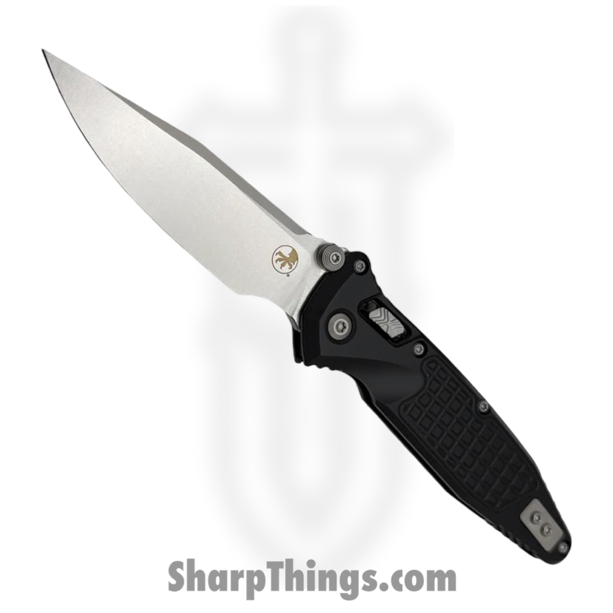 160RL-10FR_1.jpg Microtech - 160RL-10FR - Socom - Folding Knife - M390MK Stonewash Clip Point - Frag Aluminum - Black - Image 1
