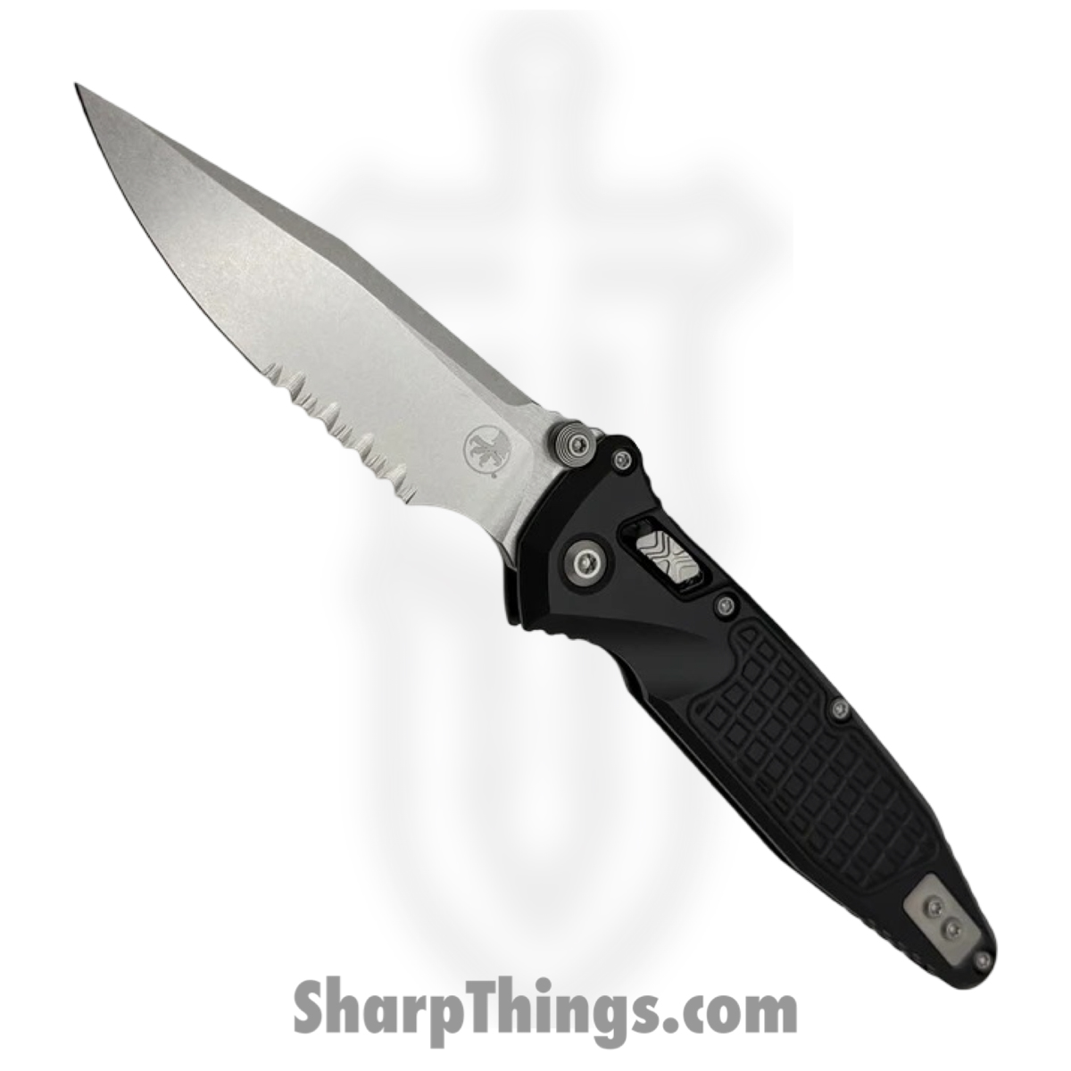 160RL-11FR_1.jpg Microtech - 160RL-11FR - Socom - Folding Knife - M390MK Stonewash Clip Point P/S - Aluminum - Black - Image 1