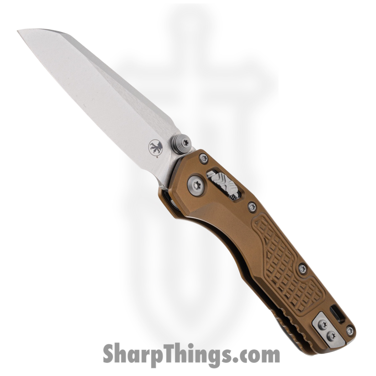 210M-10FRTA_1.jpg Microtech - 210M-10FRTA - MSI Mini Ram - Folding Knife - M390MK Stonewash Sheepsfoot - Aluminum - Tan - Image 1