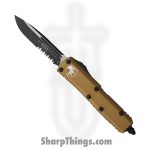 Microtech - 231-2TA - UTX-85 - OTF Auto - M390, 204P, Elmax, or XHP Coated Drop Point P/S - Aluminum - Tan