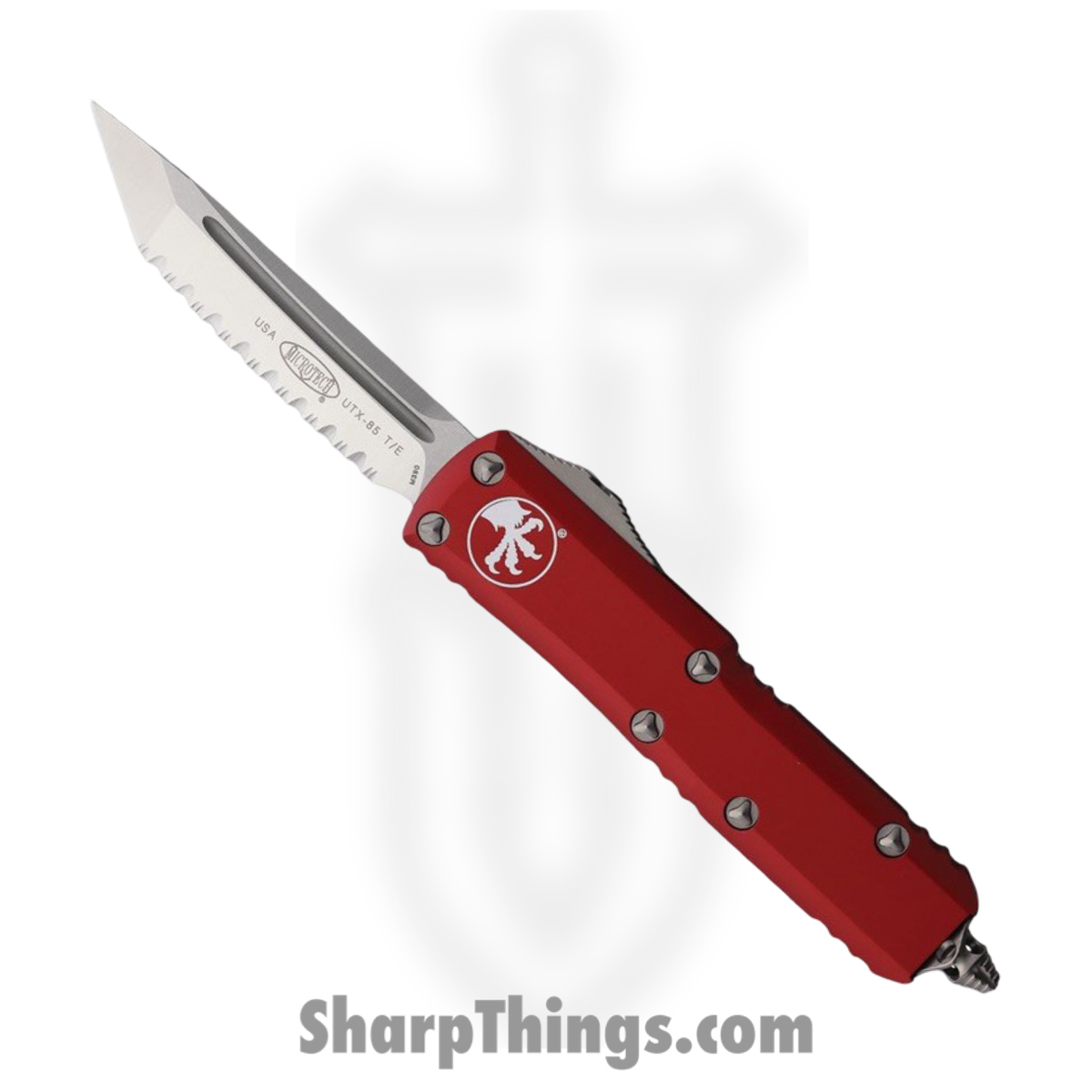 233-6RD_1.jpg Microtech - 233-6RD - UTX-85 - OTF Auto - M390 Satin Tanto F/S - Aluminum - Red - Image 1