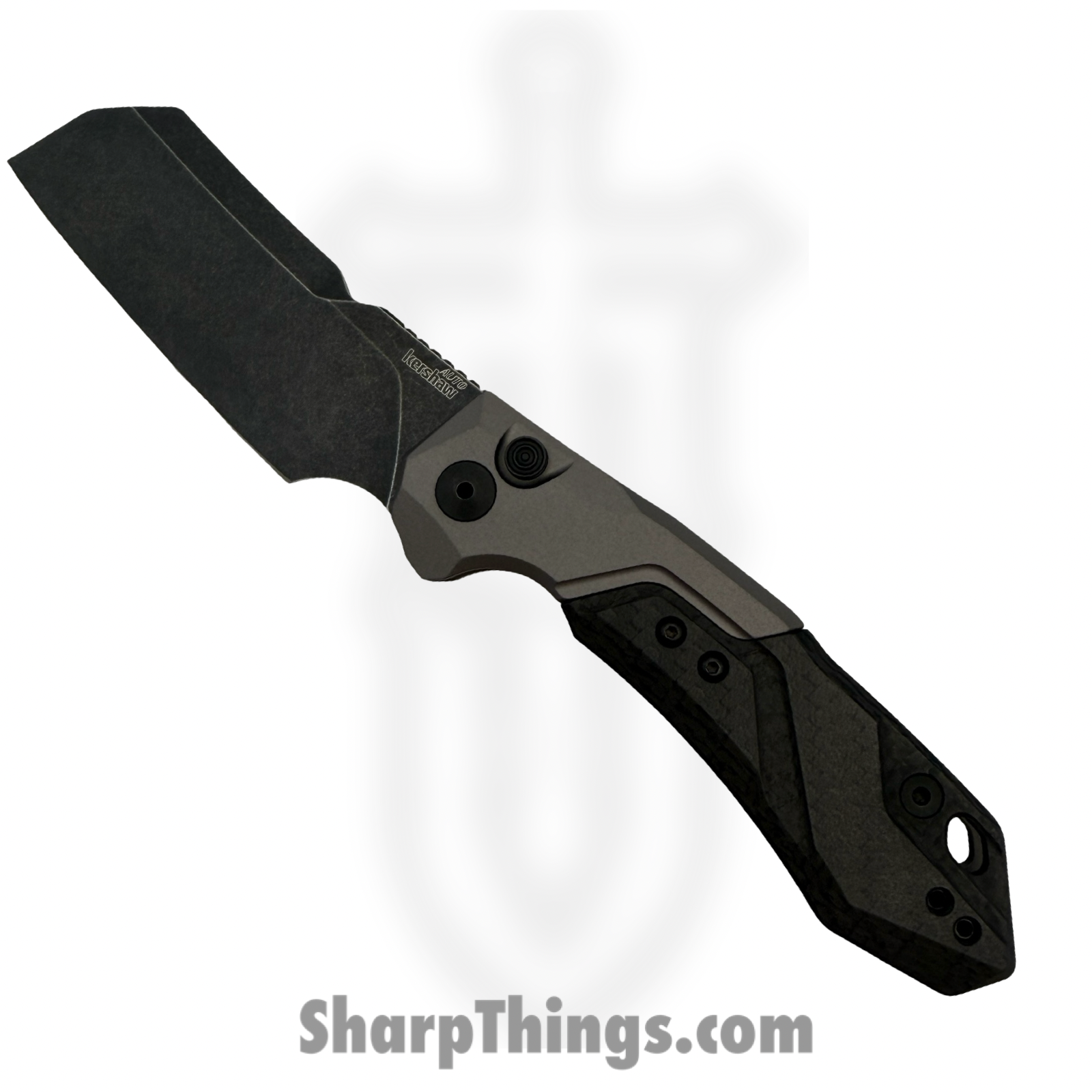 7850_1.png Kershaw - 7850 - Launch 14 - Automatic Knife - CPM 154 Blackwash Cleaver - 6061-T6 Aluminum/CF - Black - Image 1