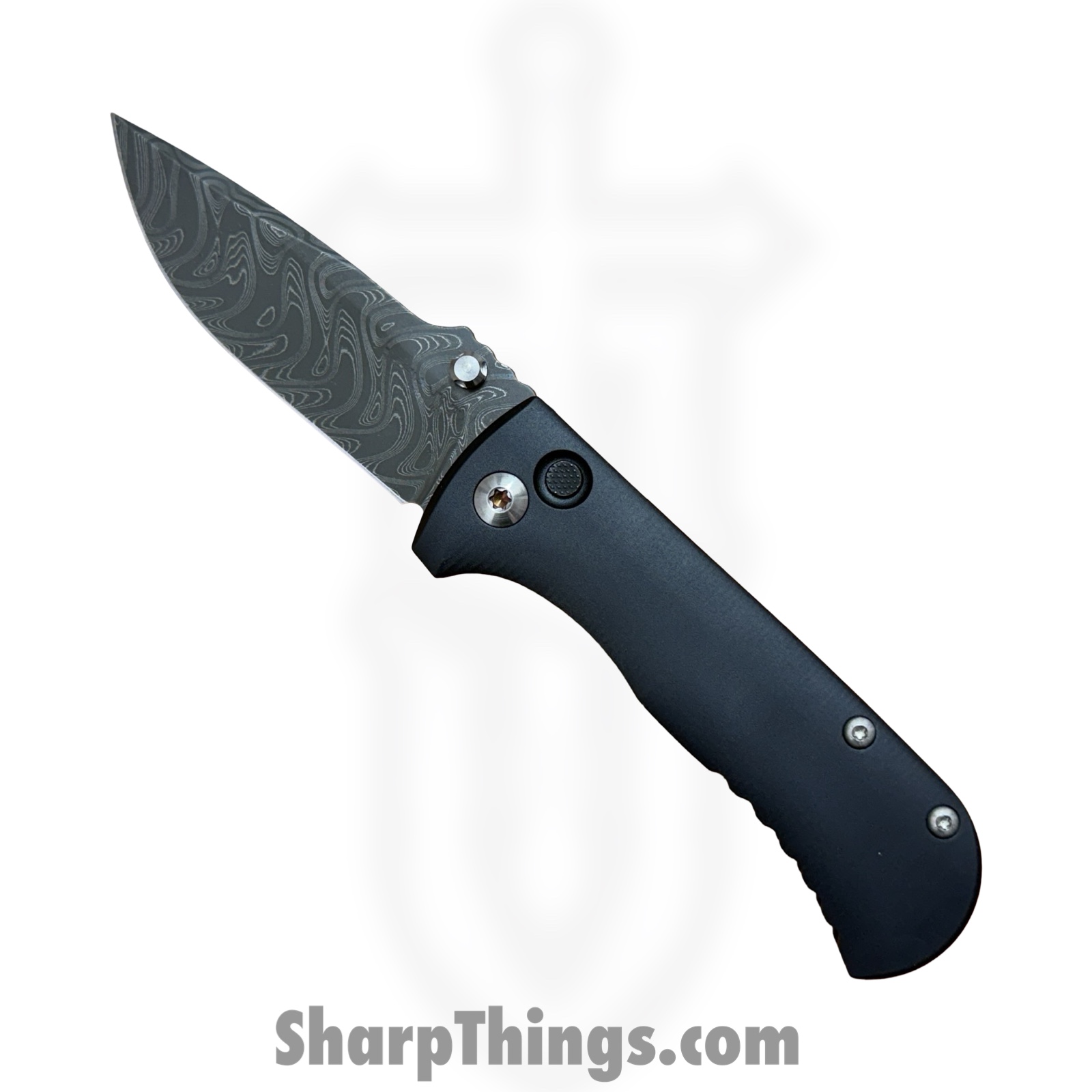 D7-TALOS-DAM_1.jpeg Defiant 7 - D7-TALOS-DAM - Talos - Folding Knife - Nichols Black Boomerang Damascus Drop Point - Titanium - Black - Image 1