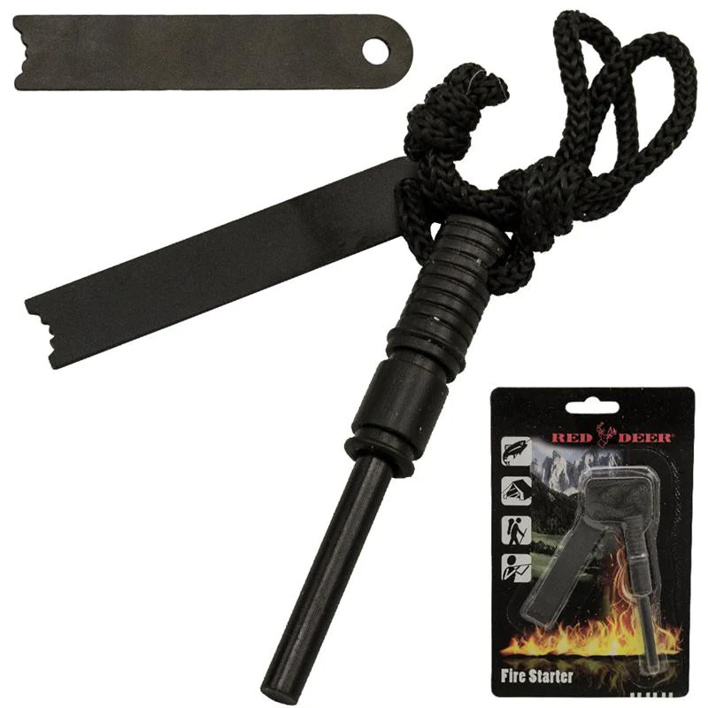 FS-902-BK.webp Red Deer - FS-902-BK - Fire Starter Set with Paracord - Black - Image 1