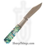 Jack Wolf Knives - GW-BAR-02-ABALONE - Gateway Barlow - Folding Knife - 14C28N Satin Clip Point - Abalone - Green Blue Black - Image 2