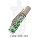 Jack Wolf Knives - GW-BAR-02-ABALONE - Gateway Barlow - Folding Knife - 14C28N Satin Clip Point - Abalone - Green Blue Black - Image 3