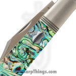 Jack Wolf Knives - GW-BAR-02-ABALONE - Gateway Barlow - Folding Knife - 14C28N Satin Clip Point - Abalone - Green Blue Black - Image 5