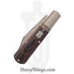 Jack Wolf Knives - GW-BAR-02-CC-MIAMI - Gateway Barlow - Folding Knife - 14C28N Satin Clip Point - CamoCarbon Miami - Black Red Blue - Image 3