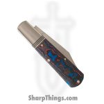 Jack Wolf Knives - GW-BAR-02-CC-MIAMI - Gateway Barlow - Folding Knife - 14C28N Satin Clip Point - CamoCarbon Miami - Black Red Blue - Image 4