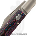 Jack Wolf Knives - GW-BAR-02-CC-MIAMI - Gateway Barlow - Folding Knife - 14C28N Satin Clip Point - CamoCarbon Miami - Black Red Blue - Image 5