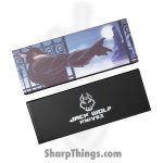 Jack Wolf Knives - GW-BAR-02-CC-MIAMI - Gateway Barlow - Folding Knife - 14C28N Satin Clip Point - CamoCarbon Miami - Black Red Blue - Image 6
