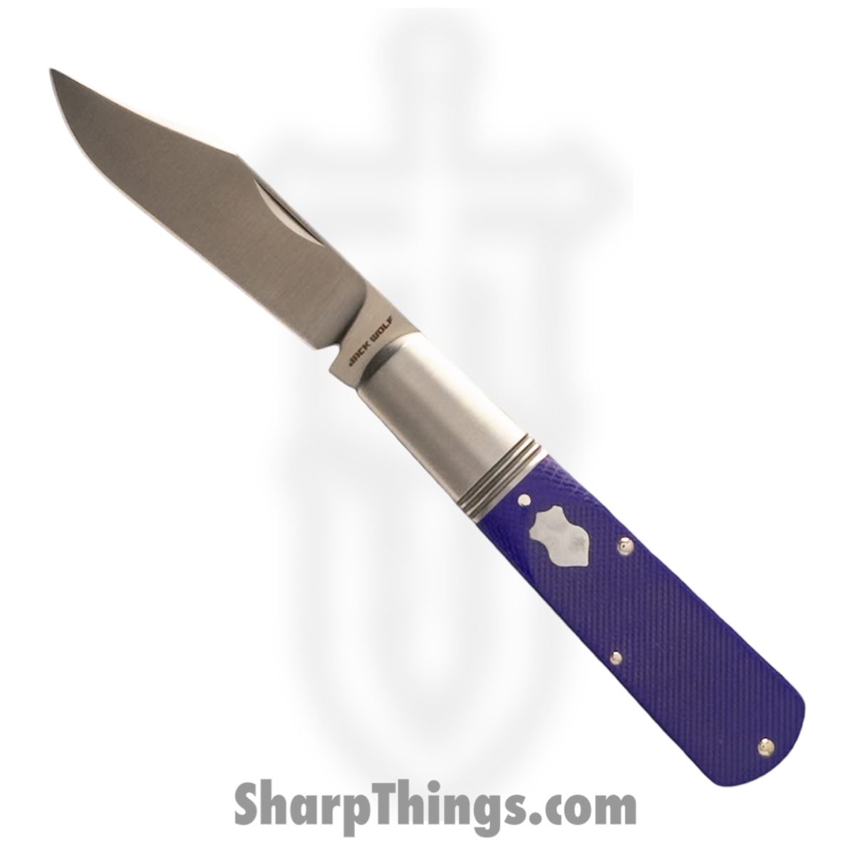 GW-BAR-02-G10-PUR-SAW_1.jpg Jack Wolf Knives - GW-BAR-02-G10-PUR-SAW - Gateway Barlow - Folding Knife - 14C28N Satin Clip Point - G10 Sawcut - Purple - Image 1