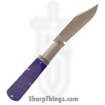 Jack Wolf Knives - GW-BAR-02-G10-PUR-SAW - Gateway Barlow - Folding Knife - 14C28N Satin Clip Point - G10 Sawcut - Purple - Image 2