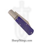 Jack Wolf Knives - GW-BAR-02-G10-PUR-SAW - Gateway Barlow - Folding Knife - 14C28N Satin Clip Point - G10 Sawcut - Purple - Image 4