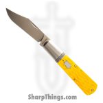 Jack Wolf Knives - GW-BAR-02-YLW-JIG-BON - Gateway Barlow - Folding Knife - 14C28N Satin Clip Point - Jigged Bone - Yellow