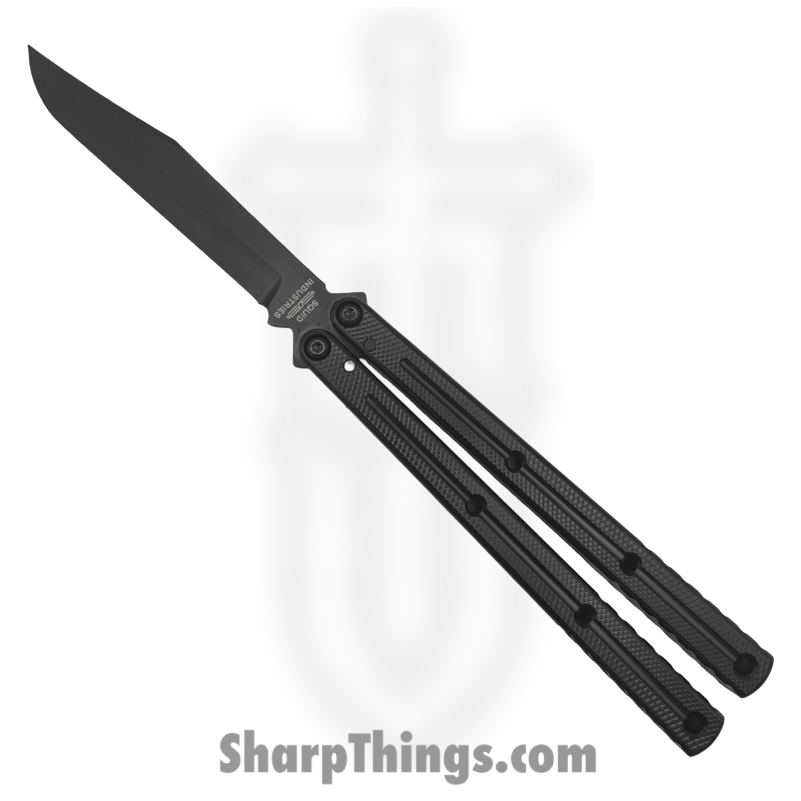 KRIBBK_1.png Squid Industries - KRIBBK - Krake Raken V3 - Balisong - AEB-L Coated Bowie - 7075-T6511 Aluminum - Inked Black - Image 1