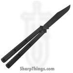 Squid Industries - KRIBBK - Krake Raken V3 - Balisong - AEB-L Coated Bowie - 7075-T6511 Aluminum - Inked Black - Image 2