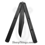 Squid Industries - KRIBBK - Krake Raken V3 - Balisong - AEB-L Coated Bowie - 7075-T6511 Aluminum - Inked Black - Image 3