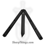 Squid Industries - KRITBK - Krake Raken V3 - Balisong - 410 SS Coated Tanto - 7075-T6511 Aluminum - Inked Black - Image 4