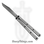 Squid Industries - KRMBSI - Krake Raken V3 - Balisong - AEB-L Stonewash Bowie - Aluminum - Silver