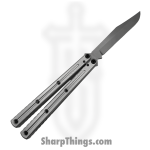 Squid Industries - KRMBSI - Krake Raken V3 - Balisong - AEB-L Stonewash Bowie - Aluminum - Silver - Image 2