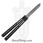 Squid Industries - KRMTBK - Krake Raken V3 Dual Tone - Balisong - 410 SS Stonewash Tanto - 7075-T6511 Aluminum - Black - Image 2