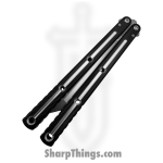 Squid Industries - KRMTBK - Krake Raken V3 Dual Tone - Balisong - 410 SS Stonewash Tanto - 7075-T6511 Aluminum - Black - Image 3