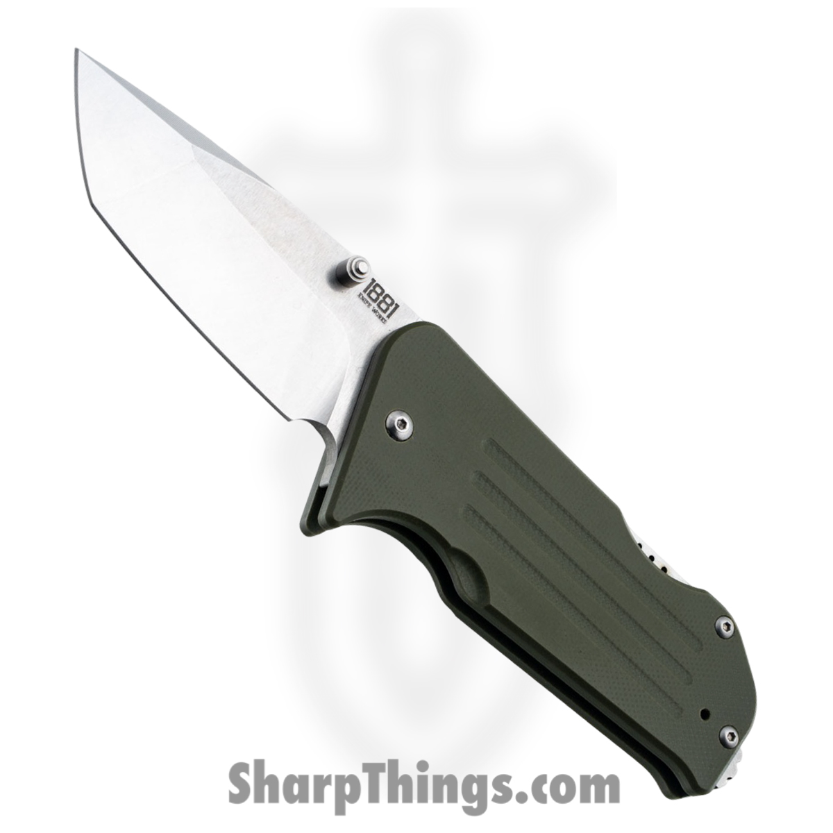 MMS014_1.jpg 1881 Knife Works - MMS014 - Lombard - Folding Knife - S45VN Tumbled Tanto - G10 - OD Green - Image 1