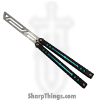 Squid Industries - NABGTE - Nautilus V2 - Balisong - 410 SS Satin Trainer - 7075-T6511 Aluminum - Black|Teal