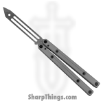 Squid Industries - SQTRSI - Squidtrainer V4 - Balisong - 410 SS Stonewash Trainer - 6061 T6511 Aluminum - Silver