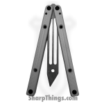 Squid Industries - SQTRSI - Squidtrainer V4 - Balisong - 410 SS Stonewash Trainer - 6061 T6511 Aluminum - Silver - Image 3