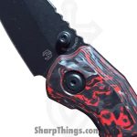 Millit Knives - STEOVBKRDCF - Sharp Things Exclusive Overland Zirblast - Folding Knife - Magnacut Coated Sheepsfoot - Marble Carbon Fiber - Red Black - Image 13