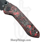 Millit Knives - STEOVBKRDCF - Sharp Things Exclusive Overland Zirblast - Folding Knife - Magnacut Coated Sheepsfoot - Marble Carbon Fiber - Red Black - Image 3