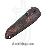 Millit Knives - STEOVBKRDCF - Sharp Things Exclusive Overland Zirblast - Folding Knife - Magnacut Coated Sheepsfoot - Marble Carbon Fiber - Red Black - Image 5